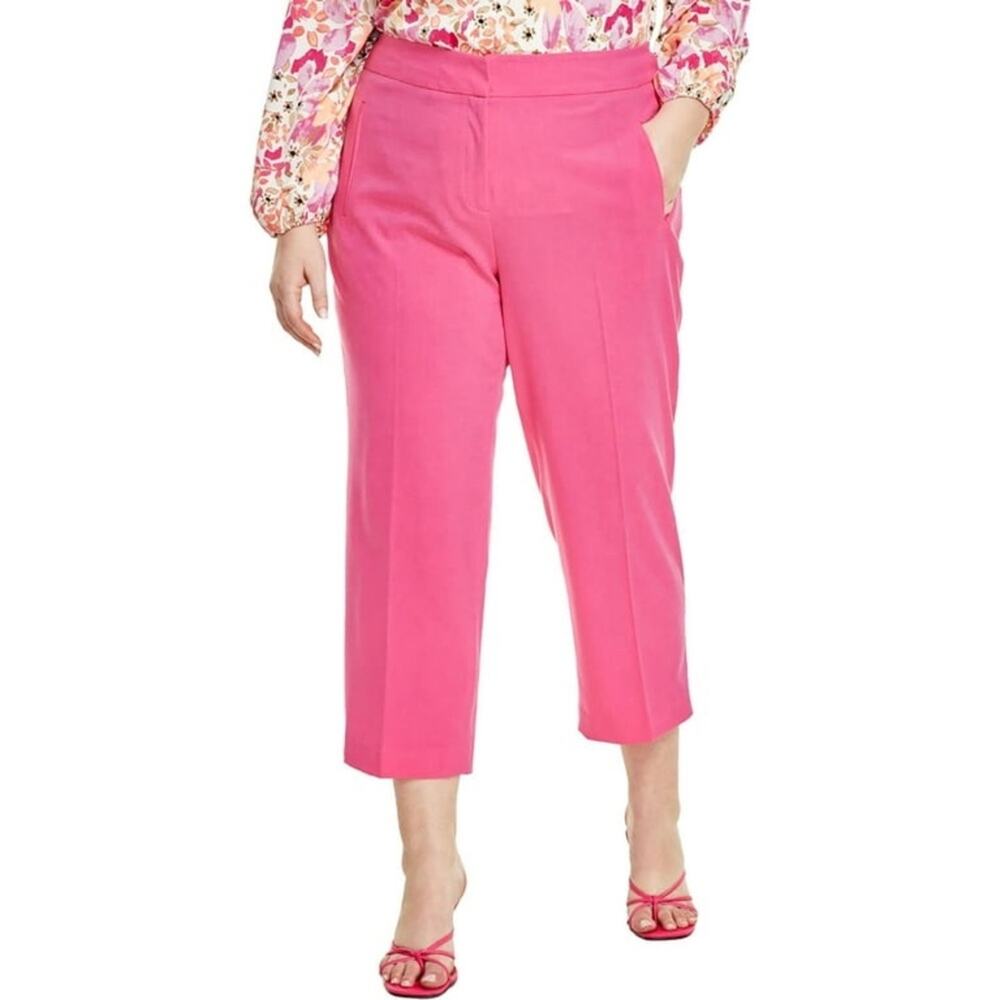 Bar III Crop Pants 16 Pink Plus Size Straight Leg Casual Workwear Classic - Picture 9 of 9